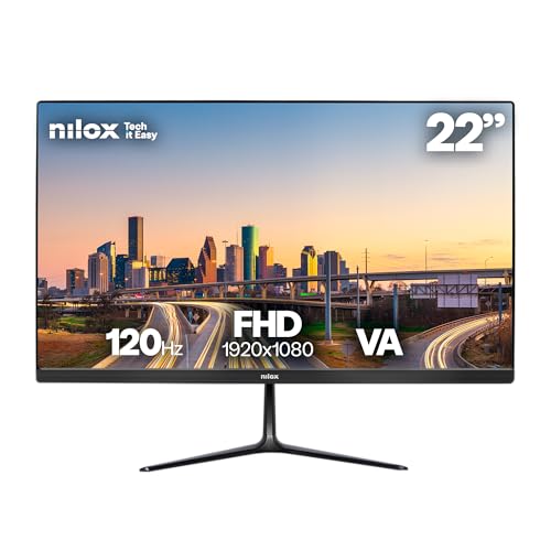 Nilox NXM22FHD1201 Monitor 22 pulgadas, Full HD 1980x1080, 120Hz, VA, 250 cd/m2, 4ms, VESA 75x75mm, Conexiones HDMI y VGA