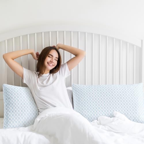 Image of mislili Cooling Pillows Queen Size Set of 2, Adjustable Firm Shredded Memory Foam Queen Pillow, Queen Size Pillows for Stomach Back Side Sleepers, Washable Cover, with Extra Fill