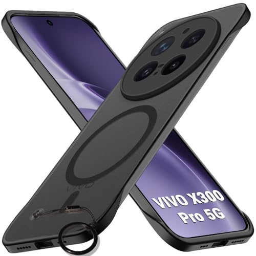 Image of TheGiftKart Hybrid Ultimate Slim Back Case Cover for ‎Vivo X300 Pro 5G Compatible with MagSafe | Frosted Matte Translucent Hard Back Case Cover for ‎Vivo X300 Pro 5G (PC & TPU, Black Sides)