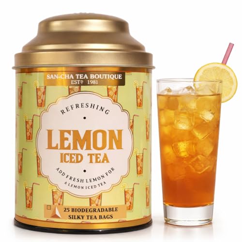 Image of Sancha Lemon Iced Tea | 25 Pyramid Bags | Refreshing Summer Drink | Real Tea Leaves with Natural Citrus Aroma | Sugar-Free | Not Instant