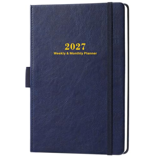 2027 Planner - 2027 Planner Weekly and Monthly, January 2027 - December 2027, Weekly and Monthly Planner with Stickers, 5.7" X 8.2", 2027 Calendar Planner, Pen Holder, Inner Pocket, 44 Notes Pages - Blue