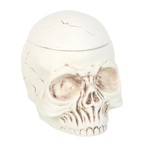 Image of Weathered Skull Oil Burner & Wax Warmer – Gothic Ceramic Design for Fragrance Diffusing, Ideal for Dark Aesthetic Home Décor