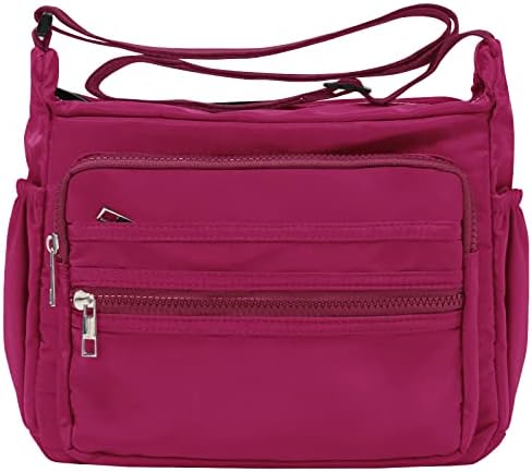 Large Cross Over Crossbody Bag Lightweight Water Resistant Tote Travel Purse Shoulder Handbag Rose Large