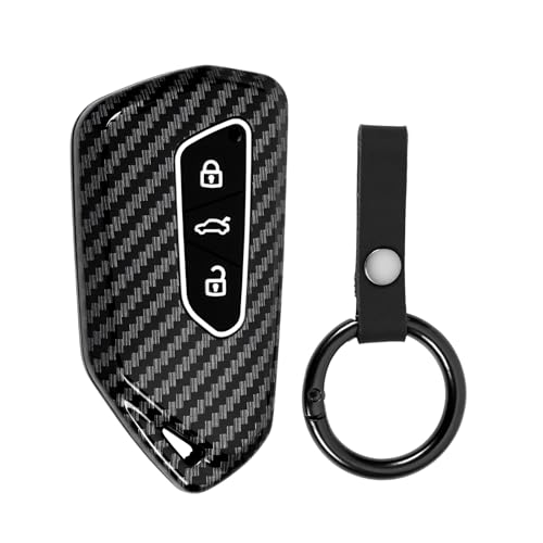 Coque de clé de voiture compatible avec VW Golf 8, 3 boutons - Compatible avec Golf 8, ID3, ID4, GTI, GTE, Seat Leon MK4, avec porte-clés