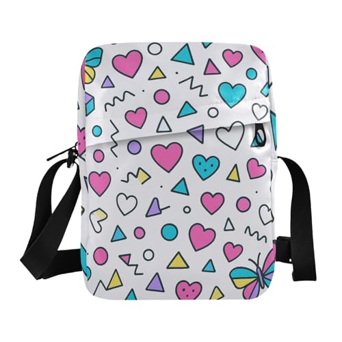 KLL Cartoon Geometric Shapes messenger bag cute Vegan Leather Shoulder Bag Casual Shoulder Hand Bags