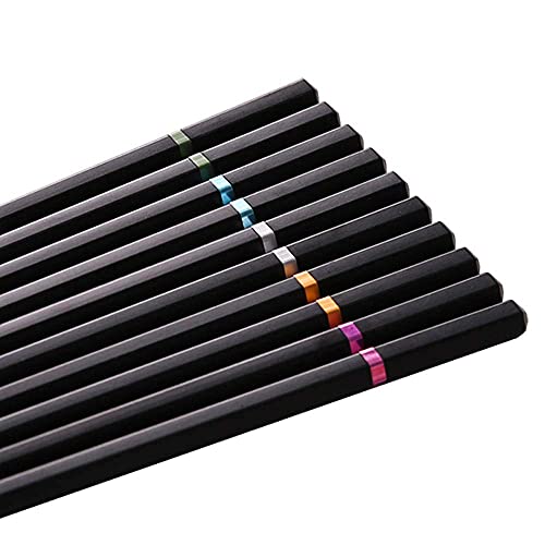 Bacchette riutilizzabili Set di 10 paia di bacchette cinesi in PET e fibra di vetro for uso alimentare, lavabili in lavastoviglie, da 9,4 pollici, riutilizzabili, antiscivolo, facili da usare.(C)