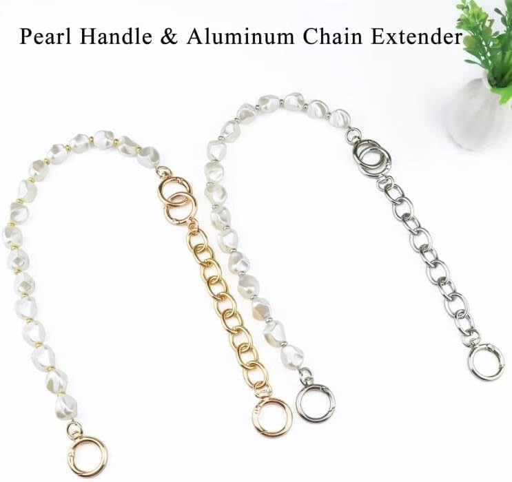 Beaulegan Unique Pearl Purse Chain Handles - Short Strap Replacement for Handbag Set of 2, 15.7 & 7.8 Inch Long (Gold) - Image 2