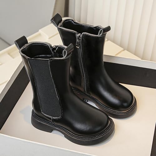 Girls Side Zip Up Boots Toddler Easy On Western Riding Outdoor Boot Fall PU Leather Mid Calf Shoes for Little Kids3