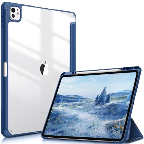 Funda para iPad Pro 13 2024 M4 Fintie híbrida transparente azul