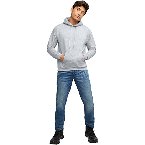 Image of Hanes Men's, EcoSmart, Cotton-Blend Hooded Sweatshirt, Plush Fleece Pullover Hoodie