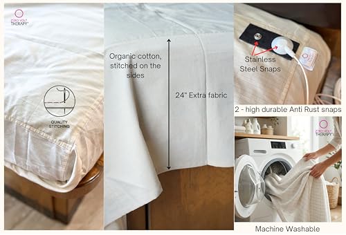 Image of Earthing Grounding Bedsheet - Pure Silver Fibre, Cotton Conductive Fabric - Reduces Body Voltage, Improves Sleep - Complete Kit Included - Single Size - Beige Colour