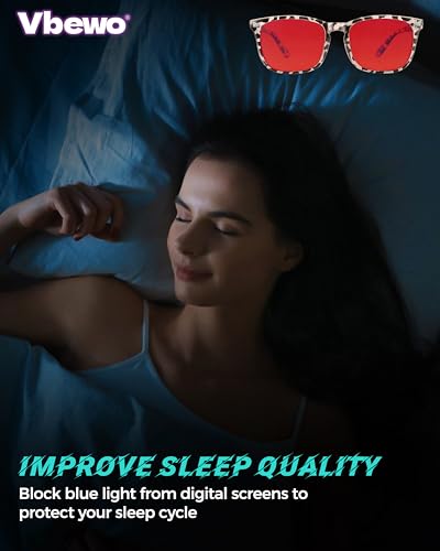 Image of 2 Packs Professional Sleep Glasses with 99.9% Blue Light Blocking Dual AR Coatings Red Lens, Computer Gaming Glasses for Men Women, Anti Fatigue & Eye Strain