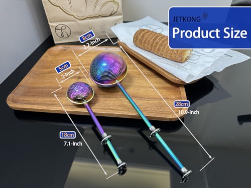 Image of JETKONG Large Flour Sifter, Baking Sifters with 18 /8 Stainless Steel Dusting Wand for Sugar, Flour and Spices, Set of 2 (Large, Rainbow)