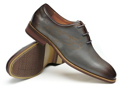 Santimon Men’s Genuine Leather Plain Toe Oxfords - Formal Dress Derby Shoes for Weddings, Business, Prom & Tuxedo - Lightweight & Comfortable Modern Fashion4