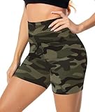 FULLSOFT High Waisted Biker Shorts for Women-5' Tummy Control Fitness Athletic Workout Running Yoga Gym Shorts(Camouflage,Small-Medium)