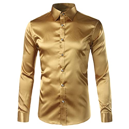 Chemise de smoking en satin doré Niiyyjj pour célébrer vos moments inoubliables