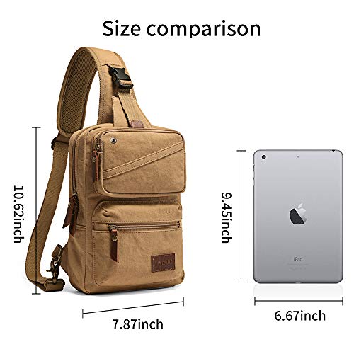 XINCADA Sling Bag Man Purse Crossbody Bags Small Shoulder Backpack Travel Bag Chest Pack Messenger Bag for Men and Women, Khaki 1, One_Size