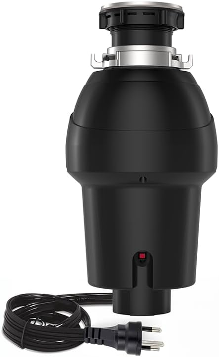 Kitchen Garbage Disposer (with power cord) - Silent stainless steel grinding continuous-feed food waste processor equipped with a grinding anti-clogging system suitable for home kitchen sinks