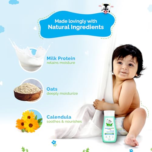 Image of Mamaearth Milky Soft Head to Toe Wash With Oats, Milk, and Calendula for Babies- 200 ml |2-in-1 Tear-Free Body Wash & Shampoo | Moisturizes and Soothes Skin | Travel-friendly Pack