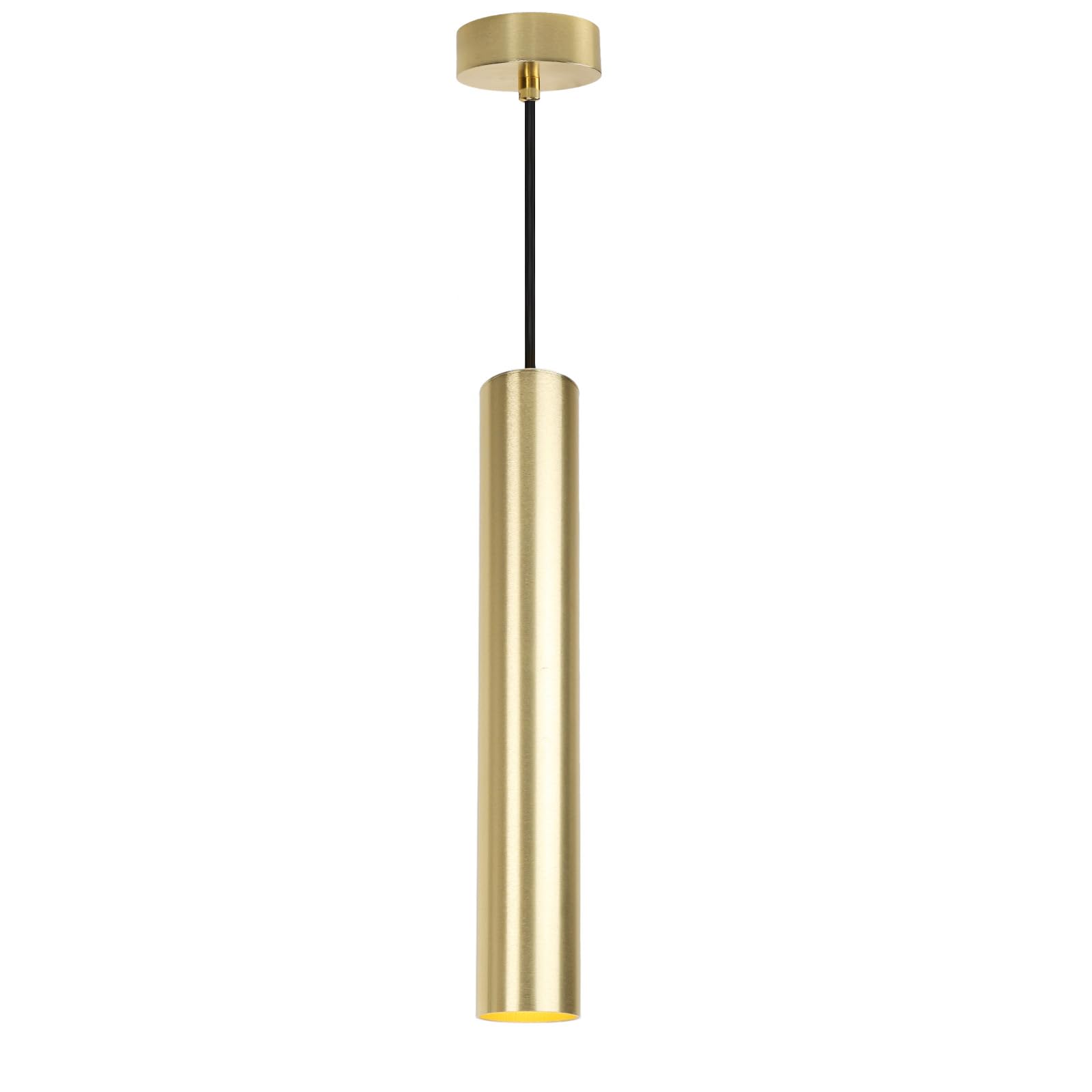 Alpinaluz 40cm Aluminium Tubular Ceiling Pendant Light - Modern Minimalist Design, GU10 Socket, Adjustable Textile Cable 120cm (Gold)
