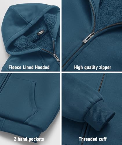 Image of SCODI Hoodies for Men Heavyweight Fleece Sweatshirt - Full Zip Up Thick Sherpa Lined Hooded Sweatshirts