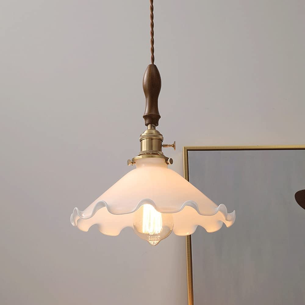 Lampa wisząca sufitowa, chińskie lampy wiszące V-intage, szkło mosiężne, regulowana wysokość, lampy wiszące, biała podstawa E27, mała i wykwintna, odpowiednia do ganku, alejki, restauracji,