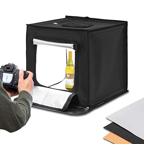 ottostyle.jp 撮影ボックス LED照明付き 40×40cm 撮影ブース 簡易スタジオ (背景スクリーン 3色付：ホワイト/ブラック/ベージュ) 折りたたみ式 ACアダプター