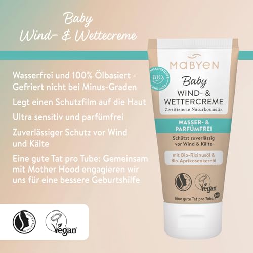MABYEN Wind- und Wettercreme 2 x 25 ml | ÖKO-TEST Sehr gut - Babycreme Körper und Gesicht - Zertifizierte Naturkosmetik - Natrue, Vegan, Parfümfrei, Wasserfrei.