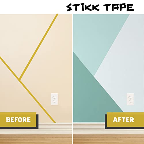 Stikk Painters Tape - 3Pk Yellow Painter Tape - 1 Inch X 60 Yards - Paint Tape For Painting, Edges, Trim, Walls, Ceilings, Finishing - Masking Tape For Diy Paint Projects - Residue-Free Painting Tape #TOP5