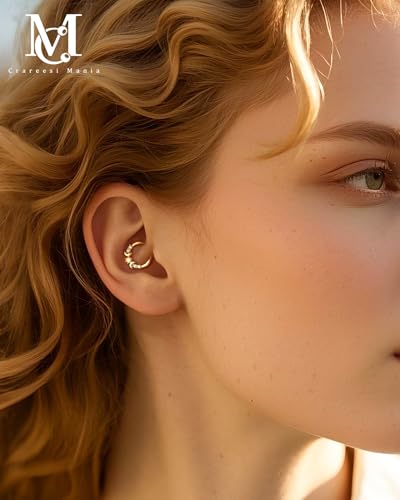 CM Crareesi Mania Septum Ring 316L Stainless Steel Septum Jewelry 10mm Moon Phase Septum Piercing Jewelry for Women AB CZ Daith Earrings4