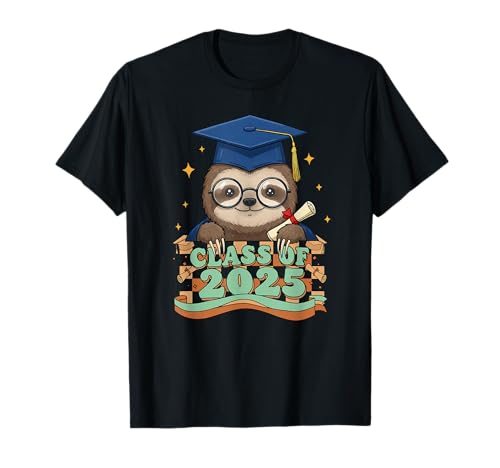 Graduate Sloth Class Of 2025 Kids Mens Womens Graduation T-Shirt