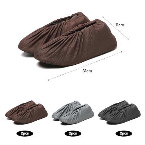 Schuhüberzieher, 6 Paar Rutschfeste Überschuhe, Wiederverwendbare Schuhüberzieher Überschuhe Rutschfest Waschbar für Schuhe Teppich Bodenschutz(Braun/Schwarz/Dunkelgrau)