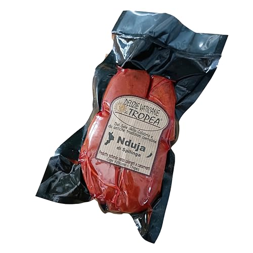 Nduja Sausage 390g – Artisanal, Spicy, Spreadable Made with Certified Italian Pork - 100% Natural | Authentic Calabrian Made in Italy by Delizie Vaticane di Tropea (Vacuum Pack)