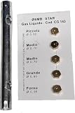PuntoCasaStore Set 5 Ugelli Universali 6MB GPL per Bombole, Cucine a Gas + Chiave a Tubo 6x7 Misure Differenti Piccolo 0,50-2x Medio 0,70-Grande 0,90-Forno 0,95
