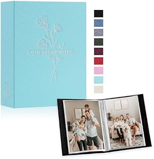 Lanpn Photo Album 6x4 Slip in, OUR MEMORIES Linen 600 Pockets Photo Albums Holds Landscape and Portrait 10x15cm Picture Green