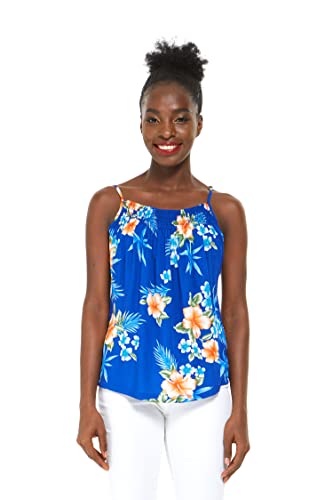 Image of Matchable Family Hawaiian Luau Men Women Girl Boy Clothes in Hibiscus Blue