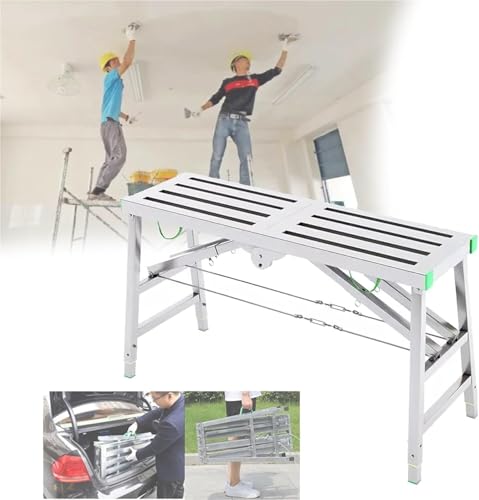Andamio Plegable portátil con trampilla, Torre de andamio de Acero de Altura Ajustable con Plataforma de Trabajo y Almohadillas Antideslizantes, andamio Multiusos de Alta Resistencia para re
