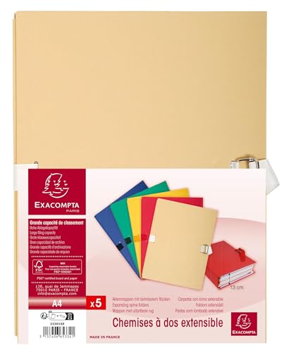 Chemise dos extensible Exacompta en papier toilé mastic haut de gamme
