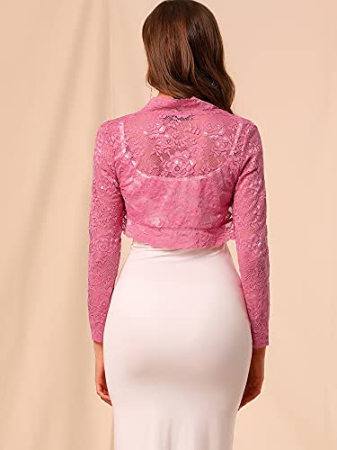 Image of Allegra K Women's Elegant Crop Cardigan Sheer Floral Lace Bolero Shrug Top