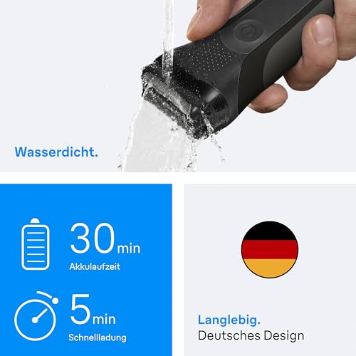 Braun Series 3 Elektrorasierer Herren – Rasierapparat mit 3 Flexiblen Klingen, 30 Minuten Akkulaufzeit, Trockenrasierer für Männer – 300s, Grau
