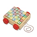 Melissa & Doug Classic ABC Wooden Block Cart Educational Toy with 30 2.5 cm Solid Wood Blocks, ABC Wood Blocks for Toddlers Ages 2+