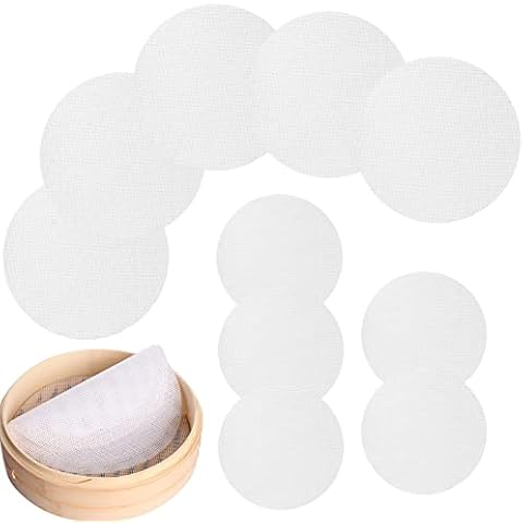 TCPENG® 10 PCS Silicone Steamer Mesh Mat, Non-Stick Round Bamboo Steamer Liners, Reusable Dumplings Buns Mat Steamed Pad Baking Pastry Dim Sum Mesh (6 inches+10 inches) Cover