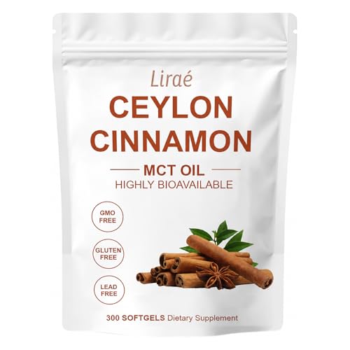 LIRAE Ceylon Cinnamon SoftGels with MCT Oil Highly Bioavailable Herbal Extract Non-GMO Gluten Free - 300 Softgels (1)