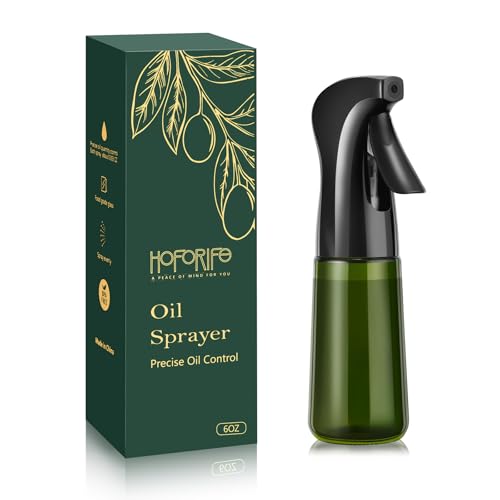 hoforife 7oz Glass Olive Oil Sprayer Bottle for Cooking, Oil Mister Spray Dispenser with Portion...