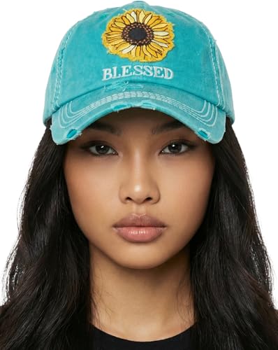 Image of Funky Junque Womens Baseball Cap Distressed Vintage Unconstructed Embroidered Dad Hat