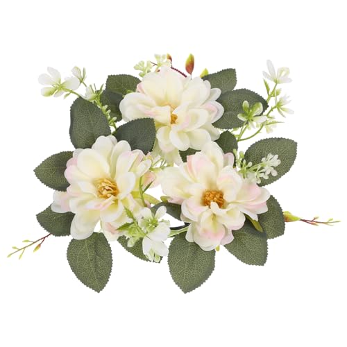 UKCOCO Corona di Candele Nuziali Fiori Artificiali Color, Anelli di Candele Decorativi per Centrotavola Matrimonio, Decorazione Tavolo per Feste ed Eventi Speciali