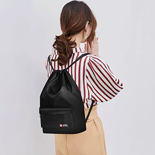 Vefungyan Sports Gym Bag Drawstring Backpack: Water Resistant String Sack With Side Pocket And 2 Mesh Zipper Pounch Set For Men Women #TOP5