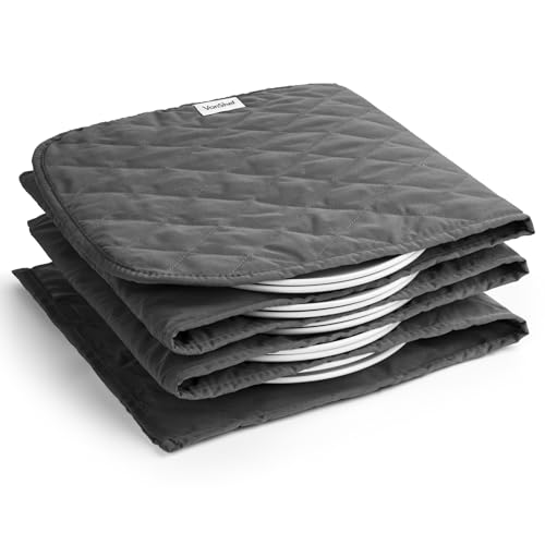 VonShef Electric Plate Warmer, Double Insulated Sleeve Heats up to 10 Full Size Dinner Plates, Removable and Washable Cotton Sleeves Ideal for Dinner Parties, Christmas Dinner or Buffets - Grey