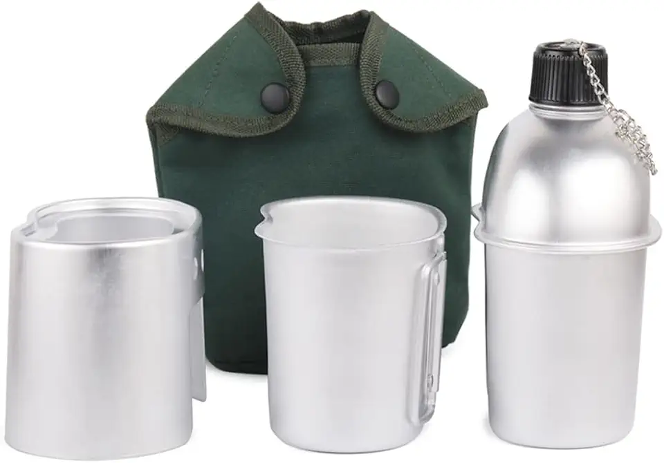 3 pçs conjunto de panelas de alumínio militar copo fogão a lenha conjunto com bolsa de cobertura para acampamento caminhadas mochila