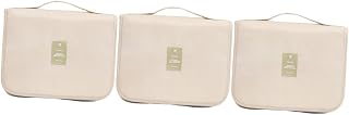 3 Bolsas De Lavado Colgantes De Color Beige para Maquillaje De Gran Capacidad para Guardar Artículos De Tocador Y Cosméticos.